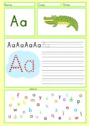 English worksheet: Letter A Tracing Worksheet