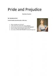 English Worksheet: PRIDE AND PREJUDICE (Chapter 1 and movie scenes)