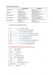 English Worksheet: simple present tense
