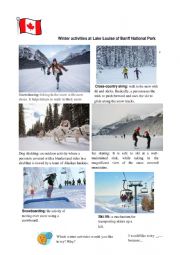 English Worksheet: Outdoor winter activities at Lake Louise