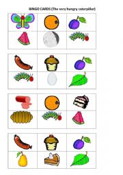 English Worksheet: BINGO THE VERY HUNGRY CATERPILLAR 