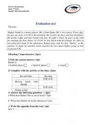 evaluation test first year 7th form