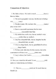 English Worksheet: Comparison of Adjectives