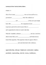 English Worksheet: ESL_Oliver Twist_Chap1-3_Vocab_review