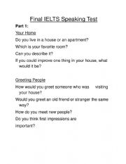 English Worksheet: IELTS Speaking Test