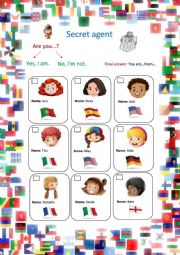 Secret Agent  - countries and nationalities game