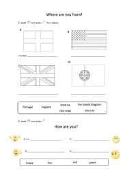 English Worksheet: Where are you from