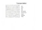 English Worksheet: Transportation Wordsearch