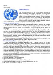 English Worksheet: The united Nations