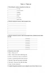 English Worksheet: There is and There are