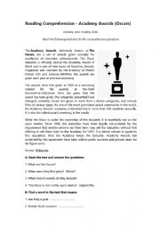 English Worksheet: The Oscars 