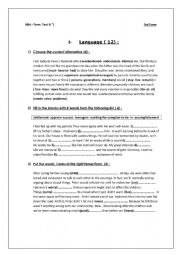 English Worksheet: mid -term exam N1      3rd form
