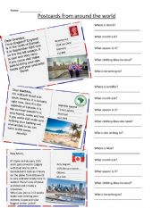 English Worksheet: Reading postcards