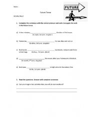 English Worksheet: future tense
