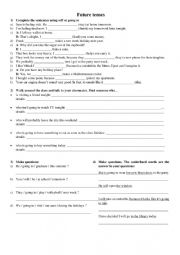 Future tenses worksheet - will + going to