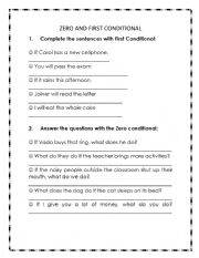 English Worksheet: Zero and first conditional