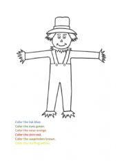 Scarecrow Reading and Coloring Worksheet