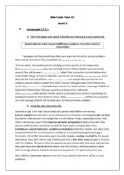 English Worksheet: mid -term exam N1      3rd form