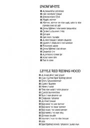 English Worksheet: Fairy tales-Cinderella and Snow White- speaking prompts