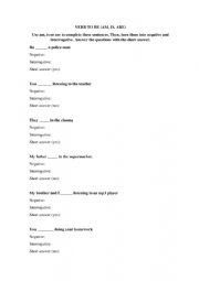 English Worksheet: PRESENT SIMPLE. TO BE