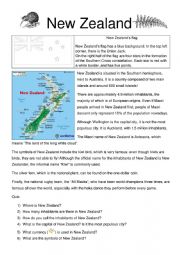 English Worksheet: Information about New Zealnd