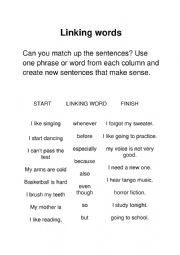 English Worksheet: practice linking words