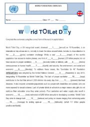 English Worksheet: Word Formation - World Toilet Day
