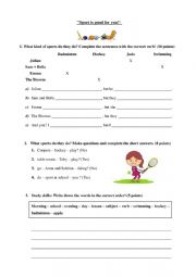 English Worksheet: Short Test 