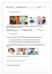 English Worksheet: Module 1 : reading a short story .The Christmas Present (part 2) 