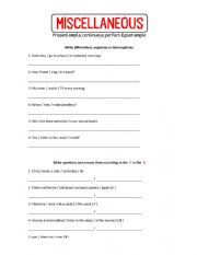 English Worksheet: Misc. Present simple, continuous, perfect & past simple. + KEY