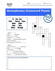 English Worksheet: Homophones & Homonyms Crossword Puzzle, Fill-in-the-Blanks, and Sentence Writing