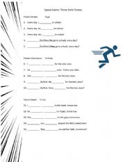 English Worksheet: Speed Game- Three Verb Tenses