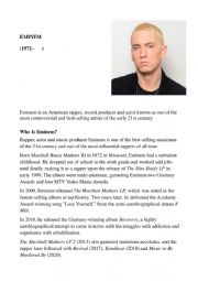 English Worksheet: Eminem , a Famous Rapper