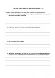 English Worksheet: The Maid from Lalapanzi - reading comprehension 2/2