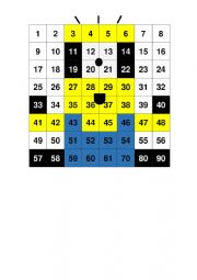English Worksheet: 90 Number chart hidden image of minion