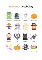 Halloween vocabulary chart