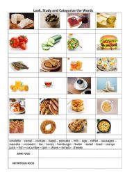 English Worksheet: Food and Drinks Pictionary