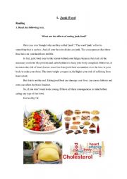 English Worksheet: JUNK FOOD