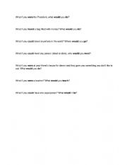 English Worksheet: What ifs? 2nd Conditional