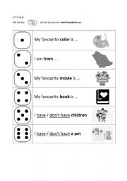 English Worksheet: Speaking game - elementary