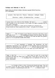 English Worksheet: British Festivals