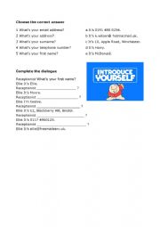 English Worksheet: Wh questions - Introduce yourself