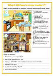 English Worksheet: Picture description - Which kitchen is more modern?