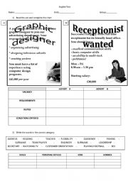 English Worksheet: Test job hunting and cv