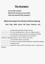 English Worksheet: the avengers activity