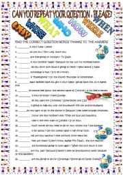 English Worksheet: question words with KEY new 
