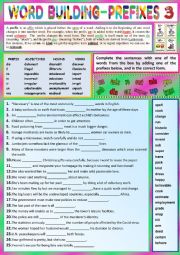 English Worksheet: PREFIXES for Advanced learners 3 - Ex + KEY