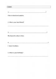 English Worksheet: COMMON QUESTIONS