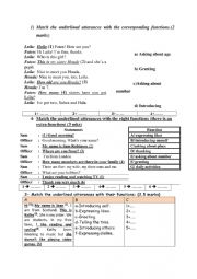 English Worksheet: 7th form mid term test 1 function