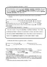 English Worksheet: 7th form mid term test 1 spelling
